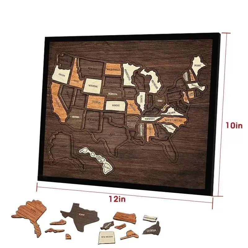 Wooden USA Travel Map Puzzle - Decorative Home Puzzle