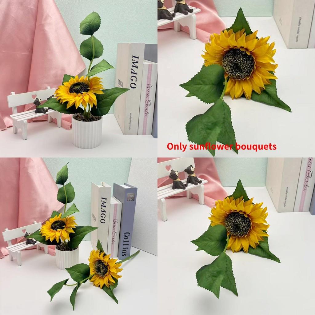Sunflower Artificial Plant With Rain Flower Stones For Home Decor And Wedding Centerpieces