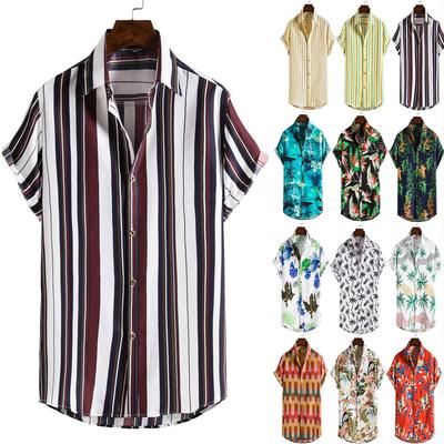 Frühlings- und Sommer Herren Strandhemd Hawaiianisch Kurzarm Blumenhemd Herren