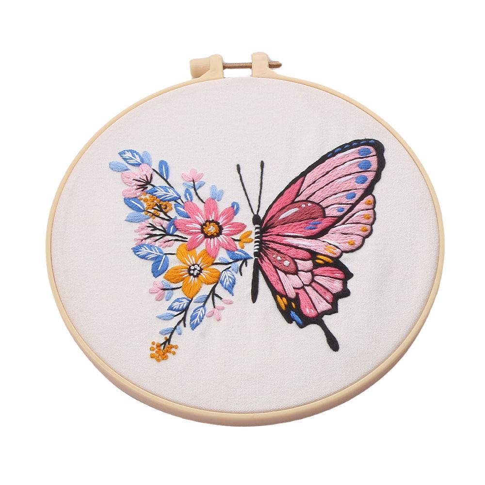 Embroidery Diy Material Pack Kit Bright Butterfly Handmade Embroidery Material Pack