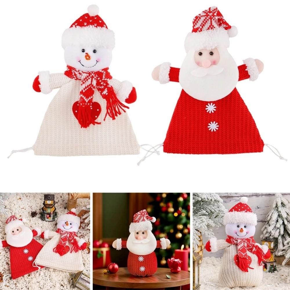 Knitted Christmas Doll Bag Santa Claus Gift Bag Christmas Eve Xmas Drawstring Bag  Home Decoration