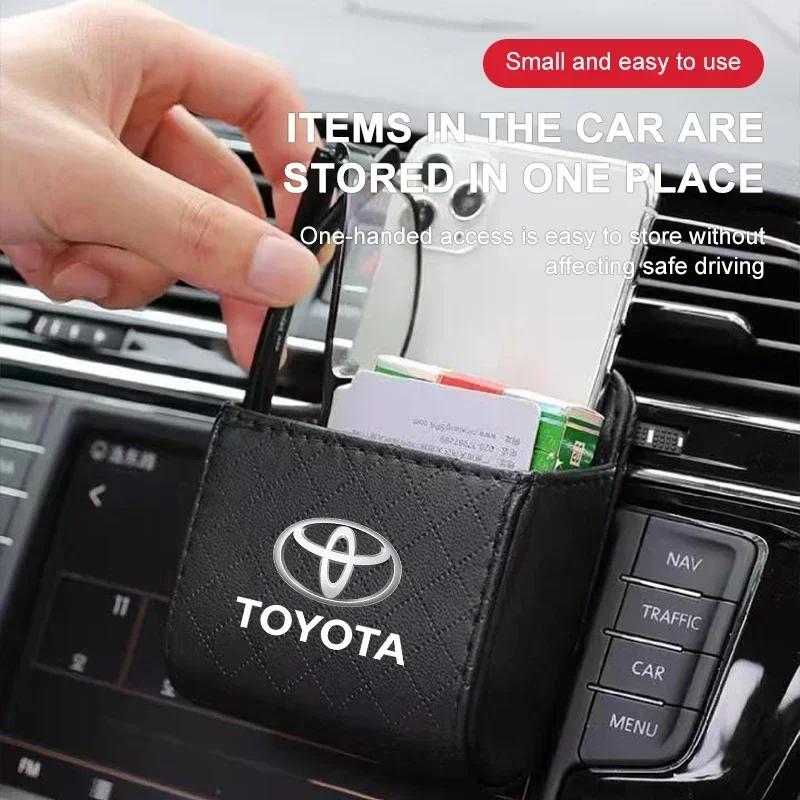 Car Interior Storage Bag Air Outlet Debris Bag Hanging Organizer Box For Toyota Chr Corolla Yaris Rav4 E150 E120 Land Cruiser
