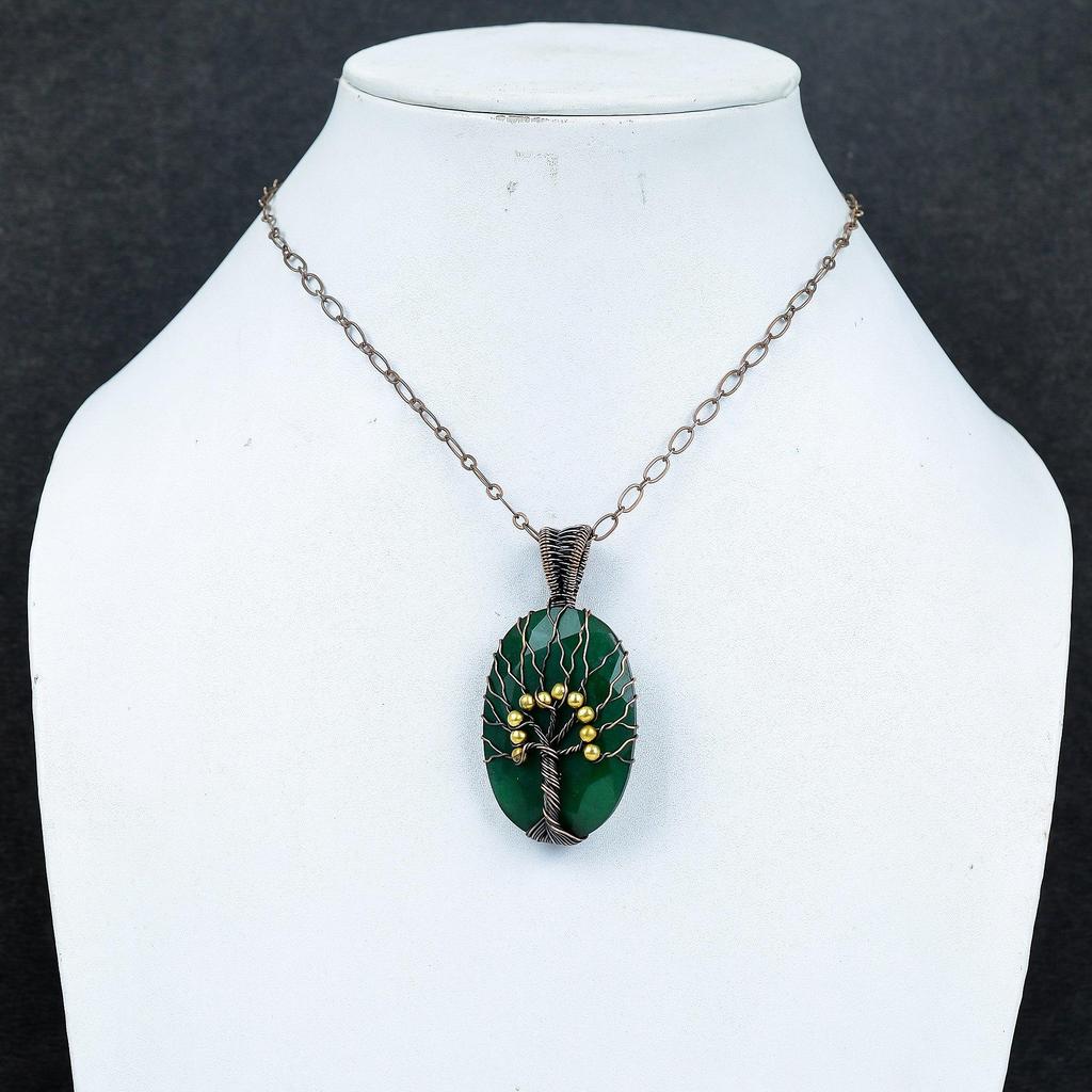 Emerald Pendant, 999 Copper Wire Wrapped Pendant Gemstone Jewelry, Handmade Pendant Amazing Jewelry, Gift For Her