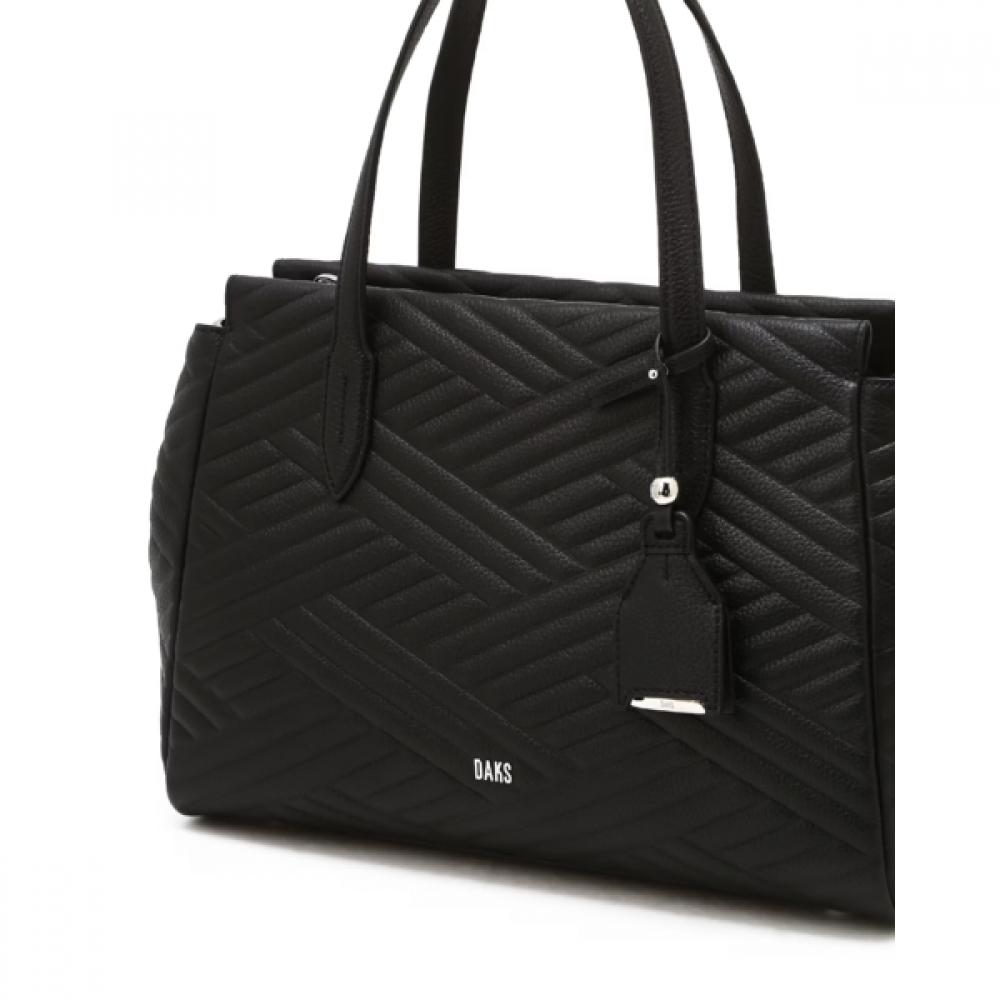 Daks Black Cowhide Tote Bag With Logo Dcba6f373bk