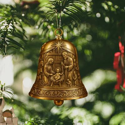 Nativity Bell Ornament Christmas Nativity Scene Bell Tree Ornament Religious Catholic Hanging Decoration for Christian Family Home Party Decor