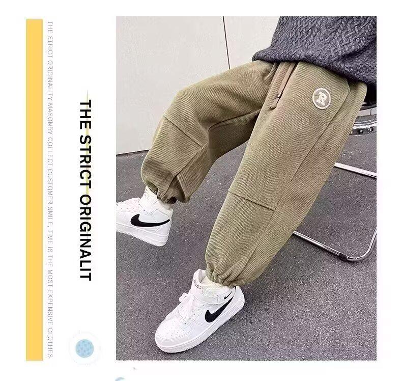 Boys' Fleece-Lined Corduroy Sweatpants - 2024 Autumn/Winter Sports & Casual Style