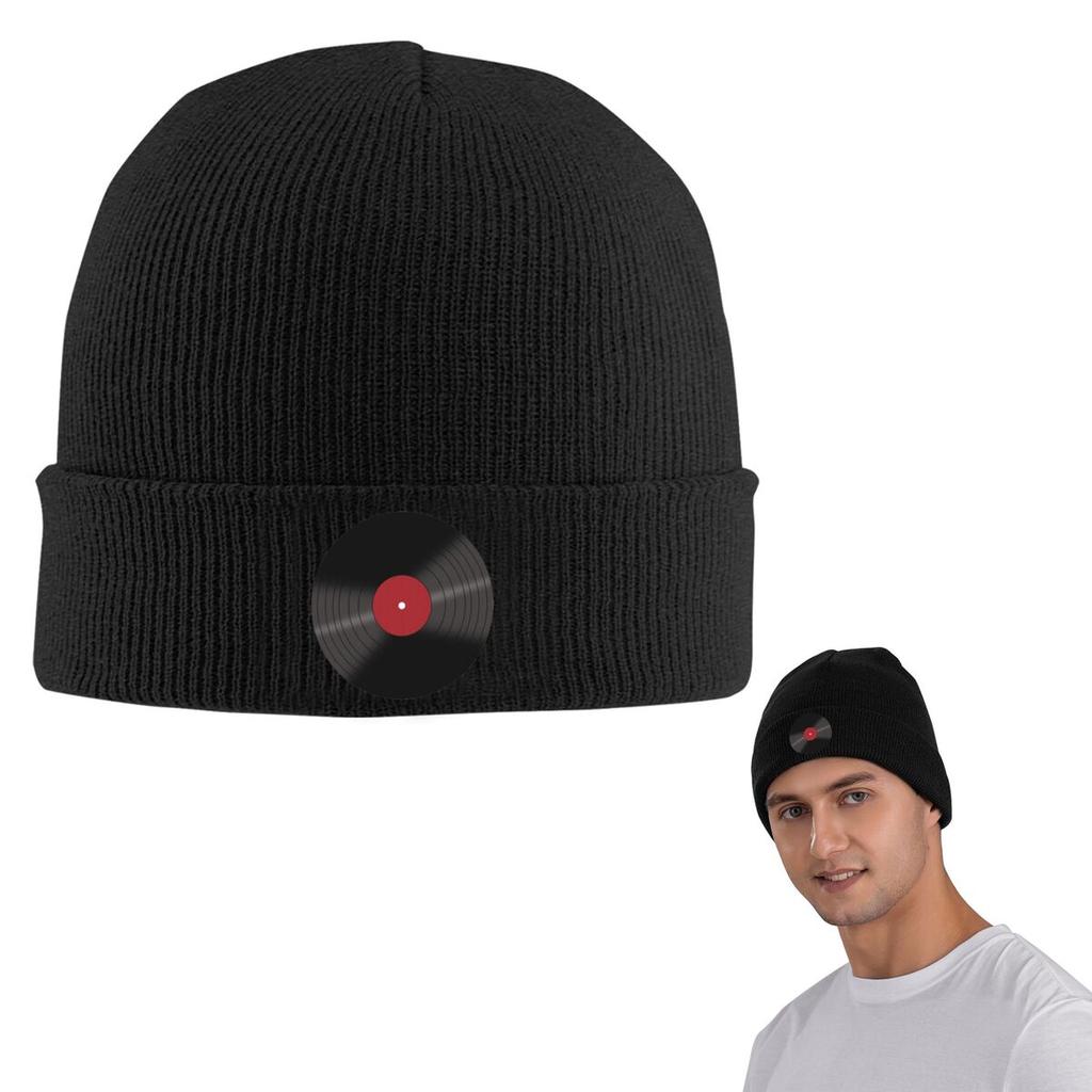 Vinyl Record Warm Knitted Cap Hip Hop Bonnet Hat Autumn Winter Outdoor Beanies Hats for Unisex Adult