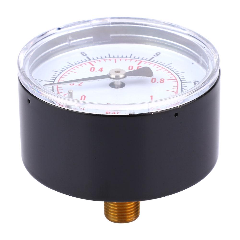 Pressure Gauge 50mm 1Celsius8 BSPT Back Connection for Water Oil Gas (0-15PSI 0-1Bar)