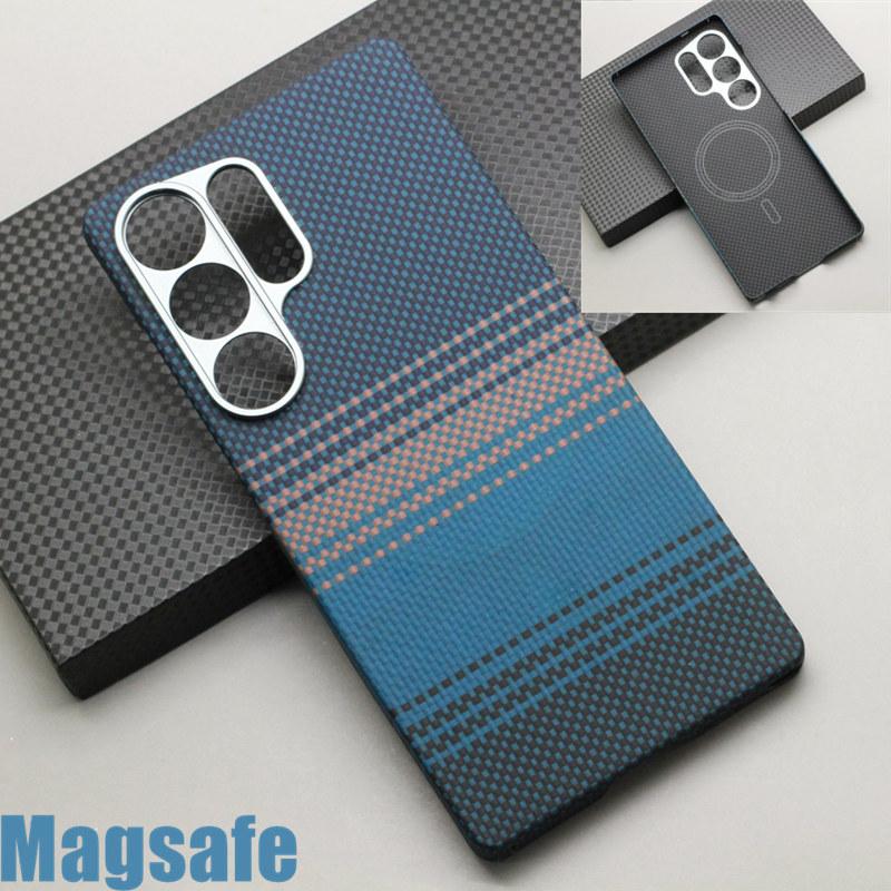 Magnetische Handyhülle aus Kohlefaser für Samsung Galaxy S25 Ultra 600D Aramidfaser Magnetisch Stoßfest Schutzhülle S25 Ultra Magsafe Hülle
