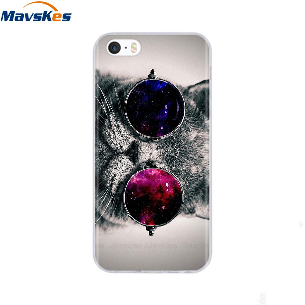 soft tpu case for iPhone 4 4s 5 5s SE 6 6s cute cartoon cat flower fashionable silicone phone case cover full protective coque