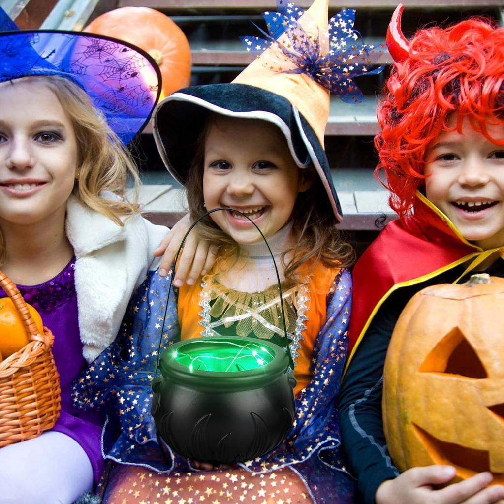 Halloween Party Decoration Witch With Light Pot Mist Plastic Bowl Decoration Candy Bucket Decoration