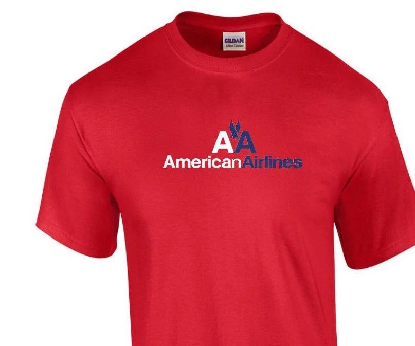 American Airlines White Blue Retro Logo Shirt US Airline Red T-Shirt S-5XL 4XL