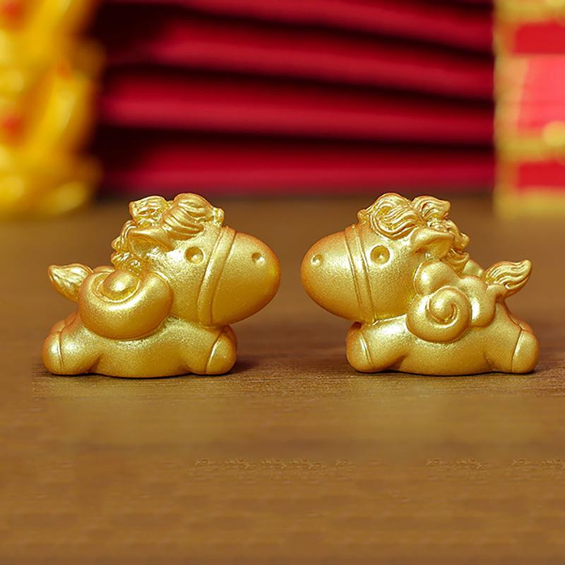 2026 New Year Figurines Miniatures Cartoon Lucky Gold Horse Micro Landscape Ornaments Home Room Desk Decorations Gift