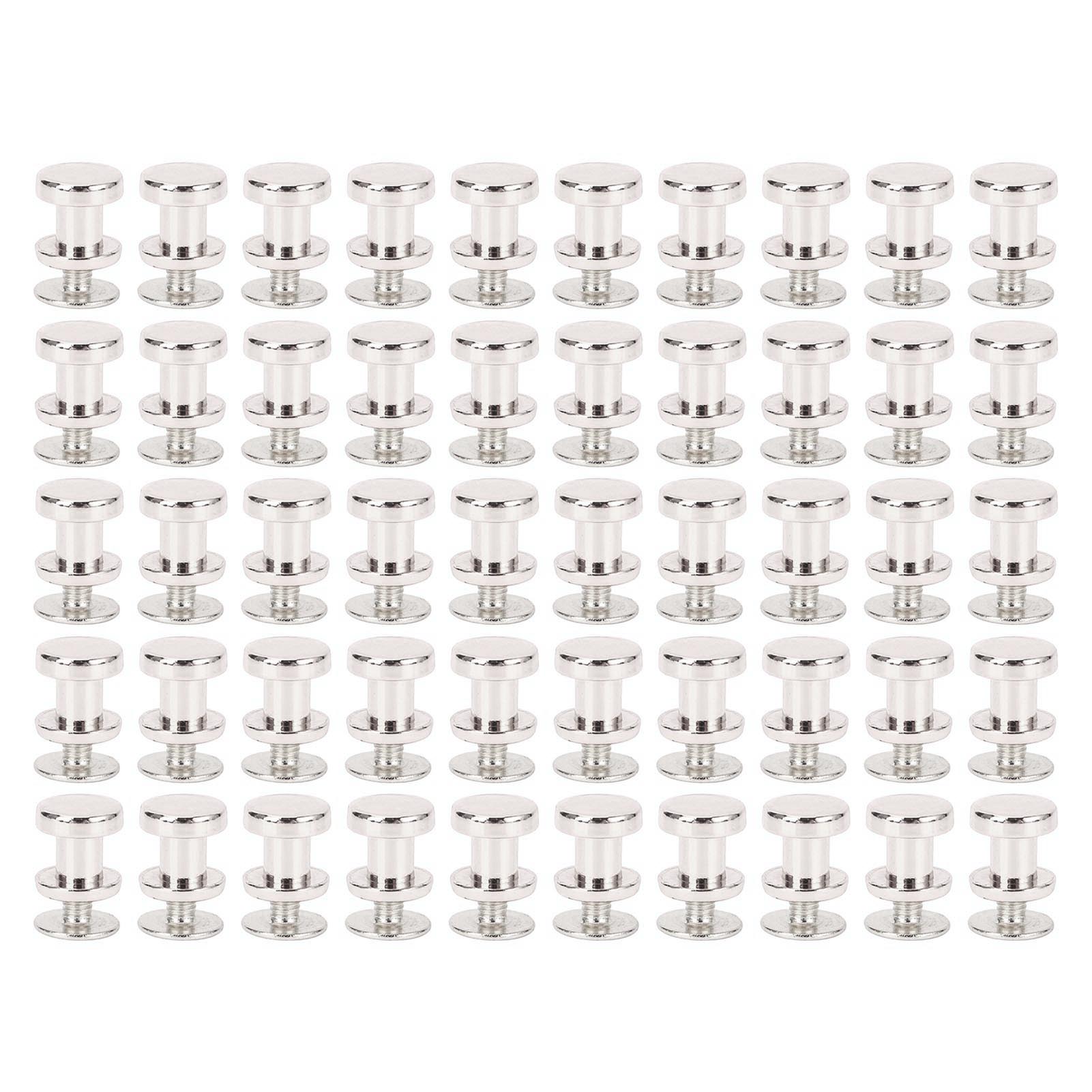 

50 Set Flat Head Stud Screw Rivets Leather Round Metal Back Nipple Studs Leathercraft Supplies 8mm Zinc Alloy Silver серебряный