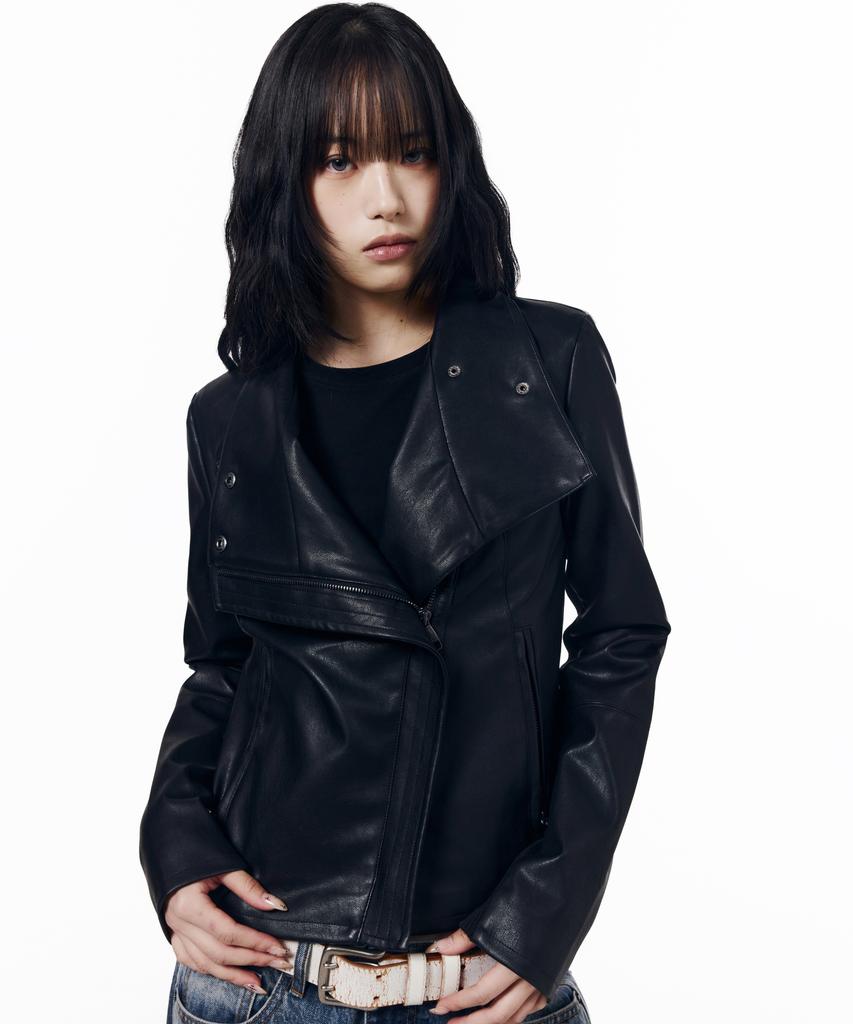 AAKAM Biker Wrap Leather Jacket (Black)