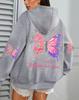 Butterfly Love Floral Print Women's Fleece Hoodie - Loose Fit with Pockets