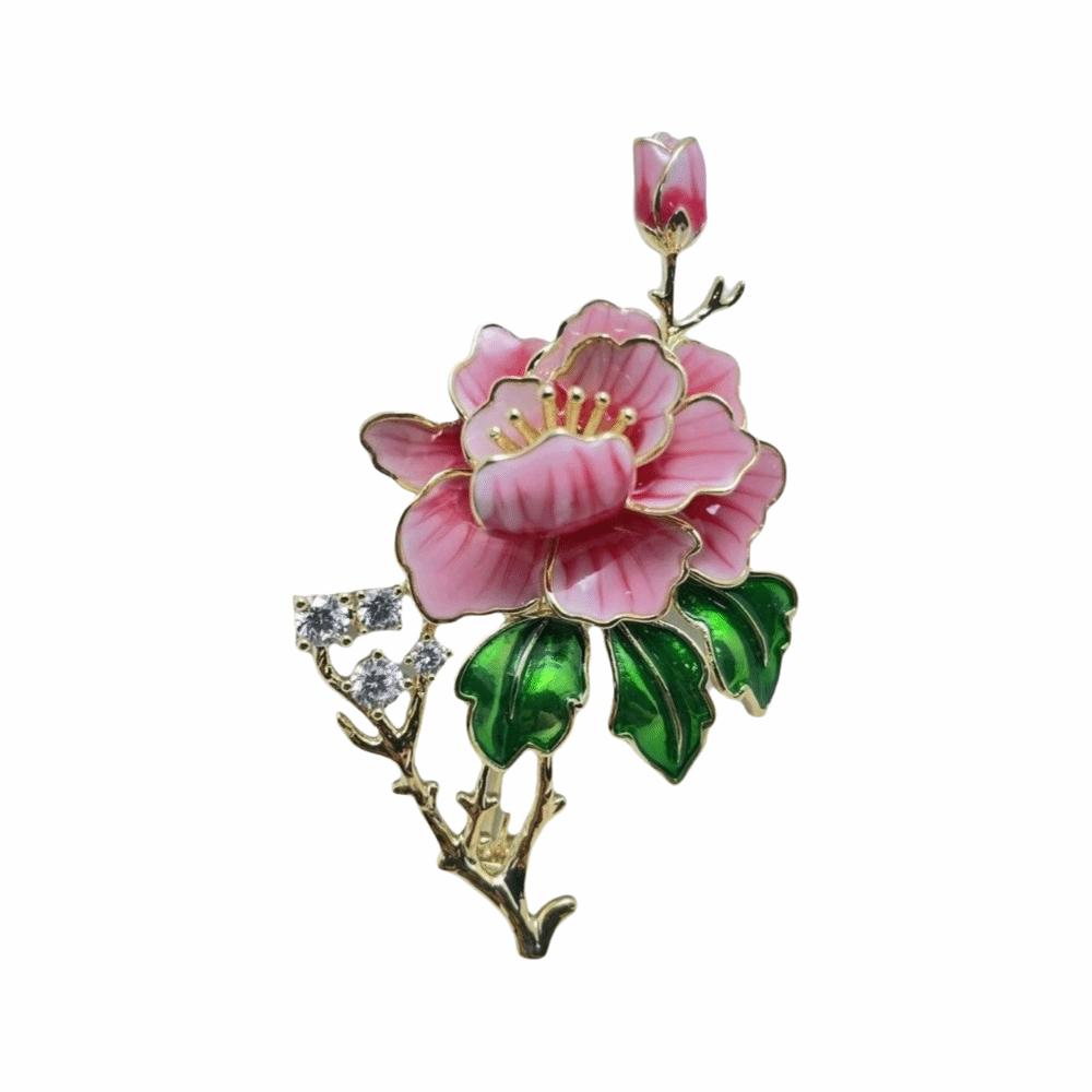 

Bloom Lotus Leaf Brooch Painted Design Peony Corsage Pin New Lotus Brooch Women s Accessories рожевий