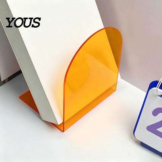 Durable Shelf Decor for Magazines 1 Pair Acrylic Bookends, Clear Book Ends Holders Shelves, Decorative Arch Organizing Tools Workstations Stopper,