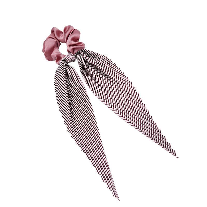 1PC French Retro Super Fairy Temperament Satin Bow Striped Hair Band Korean Internet Celebrity Sweet Girl Streamer Hair Rope