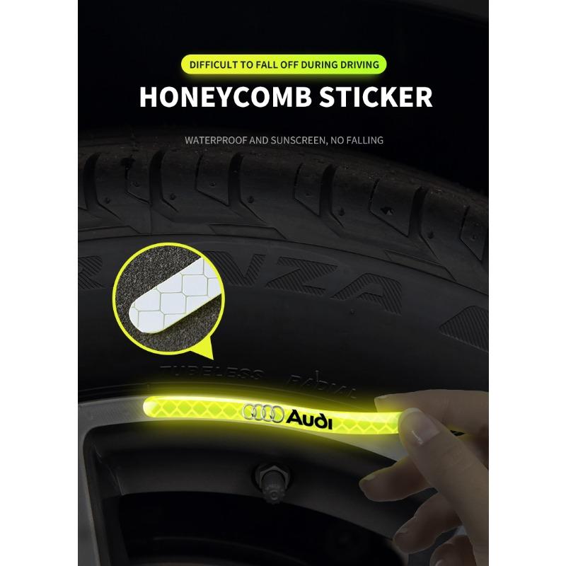 Car Wheel Tire Rim Hub Reflective Luminous Emblem Sticker Car Styling for Audi Q2 Q3 TT RS3 RS4 A3 A4 B5 B6 A3 8P 8V 8L A5 A6 C6 C5 A1 A7 A8