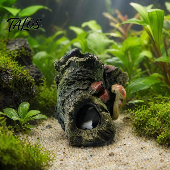 Aquarium Decoration Decaying Trunk Hideout, Betta Fish Shelter with Multiple Holes And Shrimp Habitat Caves, Resin Decorative Log Hide Cave