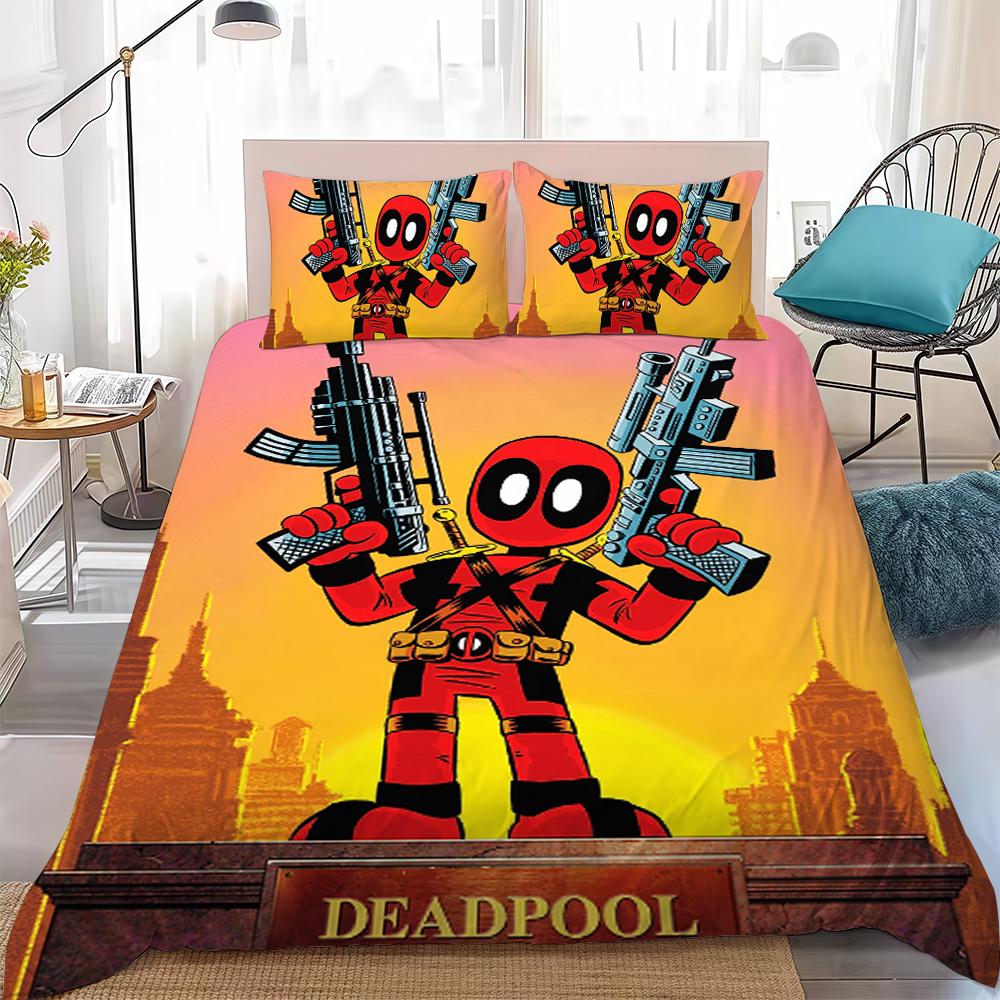 Cool D-Deadpool Duvet Cover Set Home Style Bedding Soft Laundry Cotton Bed 3 Piece Set Student Dormitory Gift