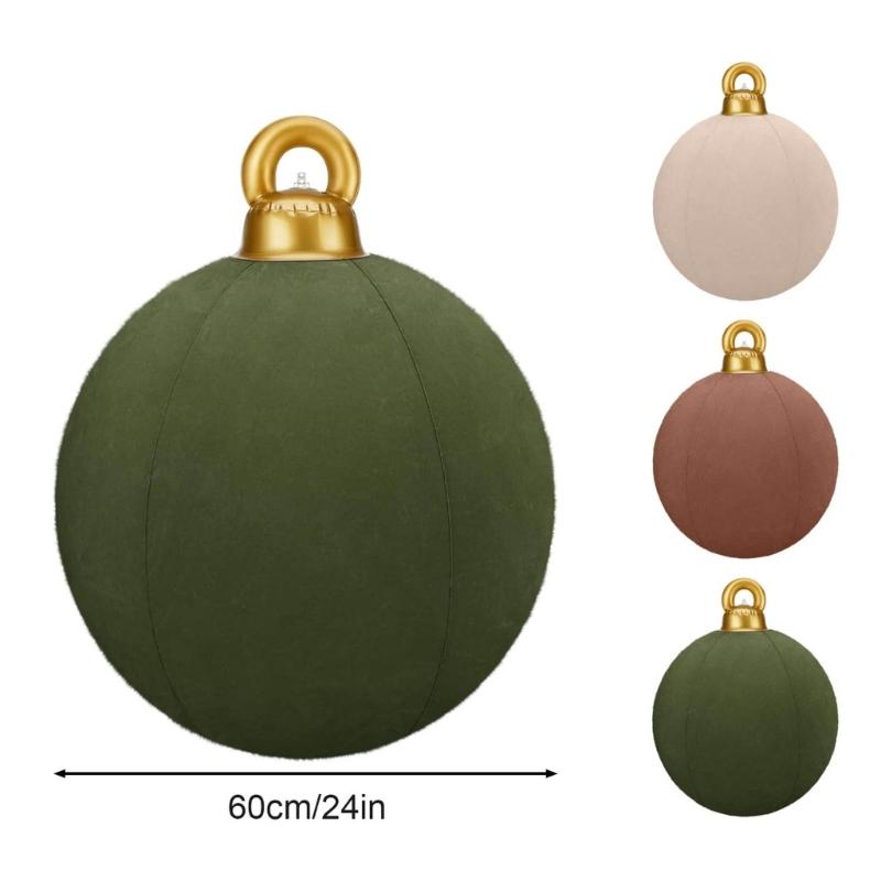 Velvet Inflatable Ornaments Balls Outdoor - 24 Inch Large Inflatable Christmas Balls, Reusable Blow Up Christmas Ornaments, Inflatable Xmas Decor for
