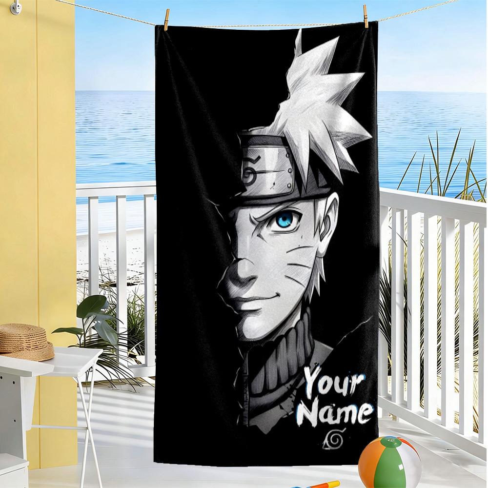 Naruto Character Customize Your Name Beach Towel Quick-Dry Soft Microfiber Perfect for Traveling Yoga Camping and Swimming
