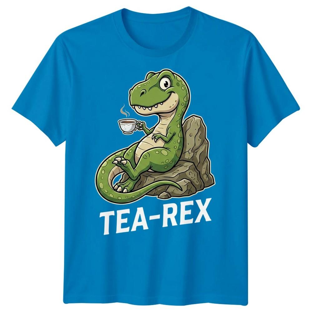 Tea Rex Funny Dinosaur Drinking Tea Unisexs T Shirt Graphic Novelty Tee