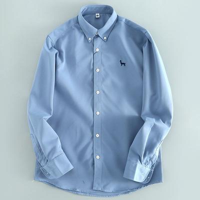 Export Export Cut Label Plus Size Men's Embroidery Oxford Woven Men's Long Sleeves Shirt Tail Order Good Goods Shirt Trendy Men