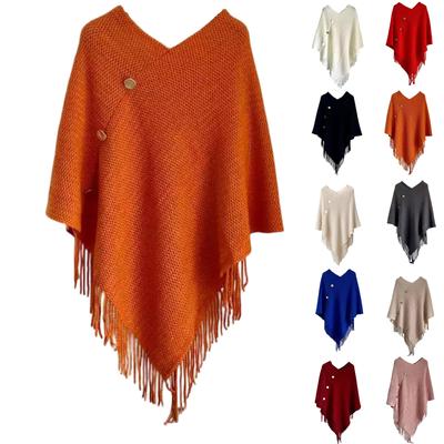 Ladies' Fashion Two Wear Tassel Hooded Knitted Shawl Women's Versatile Travel Warm Outer Cloak