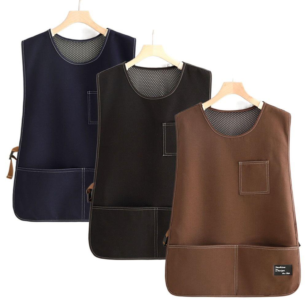 Sleeveless Overalls Oil-proof Kitchen Household Apron Stain-resistant with Pocket Cooking Apron Waterproof Chef Aprons Baking