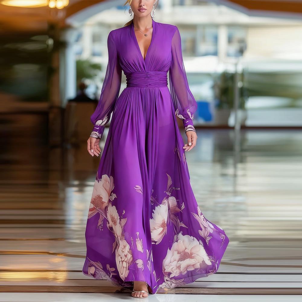 2026 Spring Women's Slimming French Mesh Patchwork Long Skirt Dress
