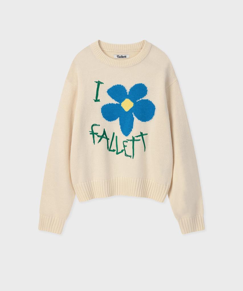 FALLETT Drawing Flower Knit Ivory