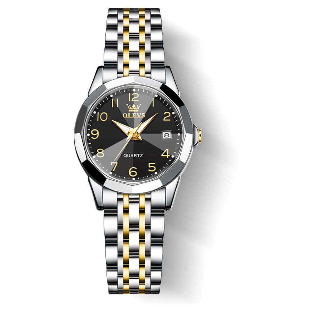 OLEVS Women s Classic Quartz Watch Japanese Made Stainless Steel Band Waterproof Luminous Dial Business Watch