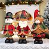 Snowman Stretchable Leg Christmas Doll Bear Santa Claus Stretch Doll Knitted Christmas Doll  Desk