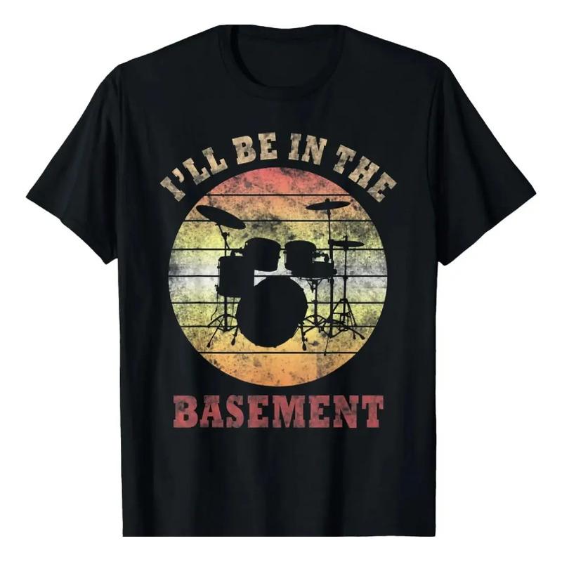 Camiseta I ll Be In The Basement Drum Set Drumming Drummer S разноцветный