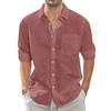 Summer Men's Collar Pocket Short Sleeved Cardigan Solid Color Shirt Top