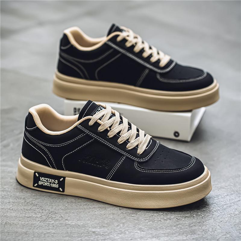 

Мужские подростковые туфли из парусины на толстой подошве, однотонные удобные кроссовки на платформе, модные повседневные туфли с высоким берцем для мальчиков и молодых мужчин 44 чёрный