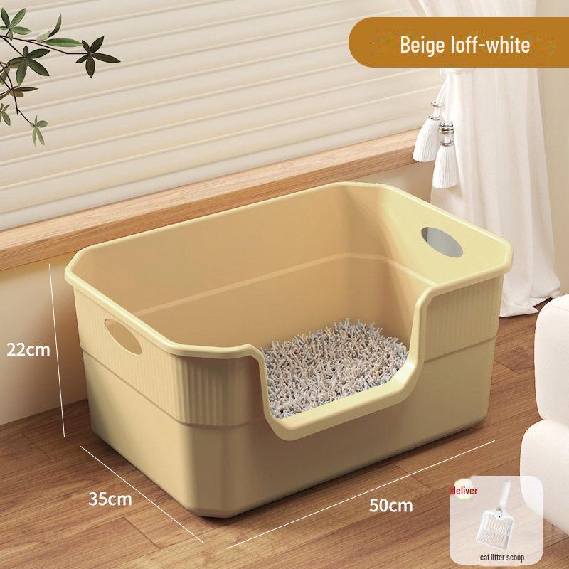 Extra Large Semi-Enclosed Splash-Proof Cat Litter Box for Maine Coons