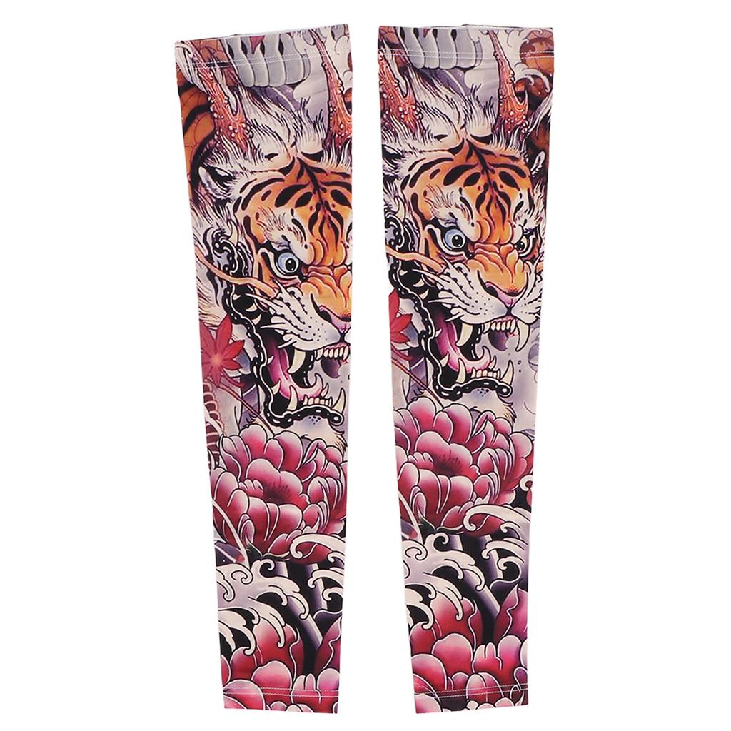 Tattoo Sleeves Seamless Dragon Printed Sun Protection Cover Up Arm Sleeve for Cycling Summer