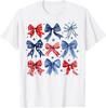 Happy 4th of July Patriotic Boho Coquette Cute Bows Unisex T-Shirt
