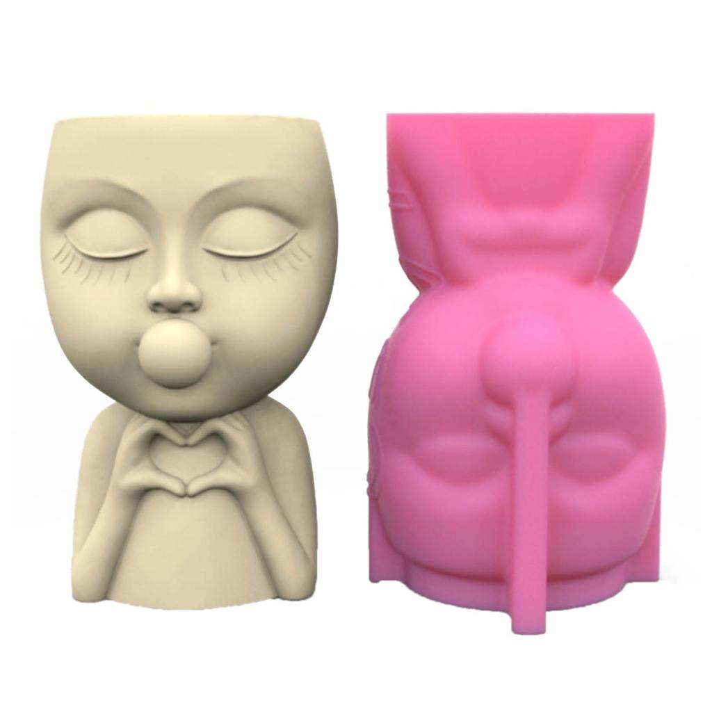 Minimalist Designs Mold Succulent Planter Silicone Molds Girl Head Shapes Flower Pot Epoxy Mould for DIY Enthusiasts