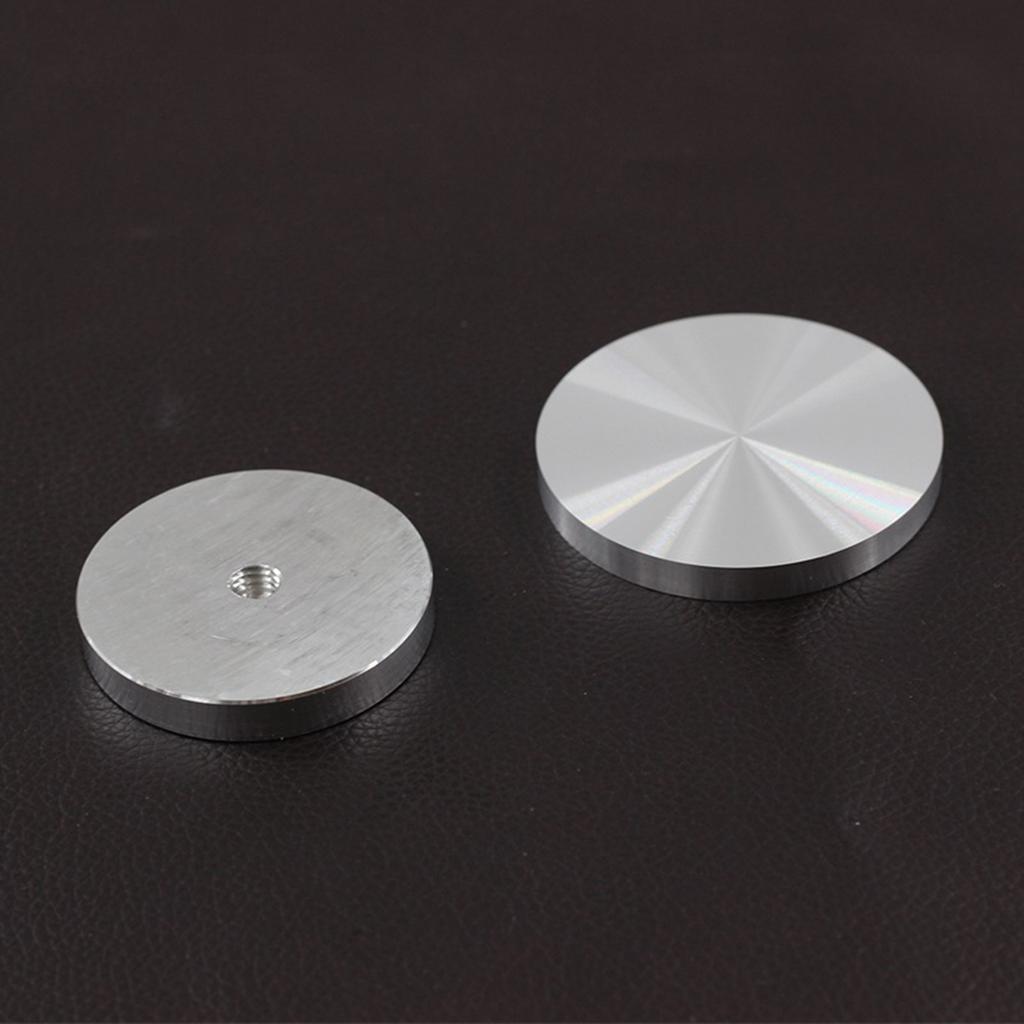 Solid Glass Round Table Leg Aluminum Disc Silver Tone for Glass Table Tea Tables
