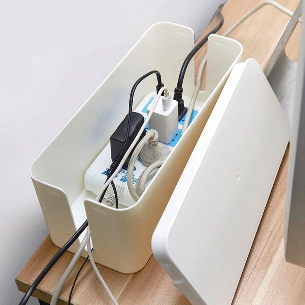 Finishing Hidden Dustproof White Line Storage Bin Power Strip Case Cable Storage Box Wire Case