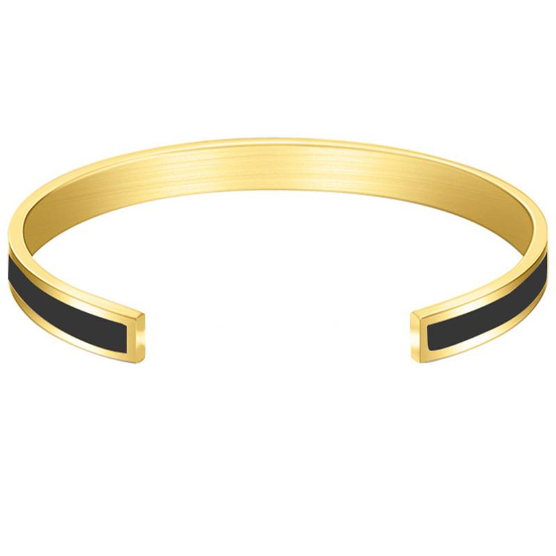 

CARLIDANA Trendy Stainless Steel Colorful Drop Oil Gold Color Plated Cuff Bangle for Women Jewelry Party Gift Drop Shipping чёрный