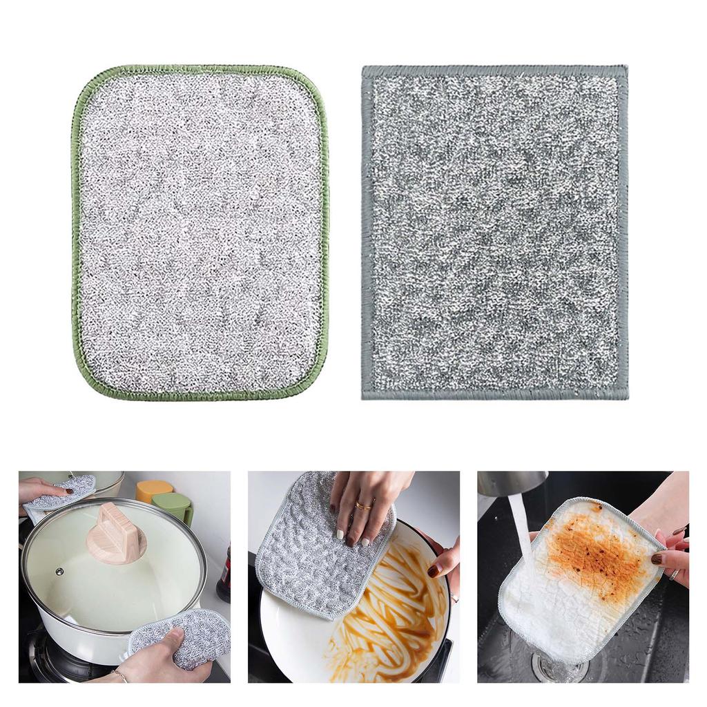 Efficient Kitchen Scouring Pad Scrubbing Sponge NonScratch Double Sided Cleaning Cloth for Dishes Pans Cookware 10PCS
