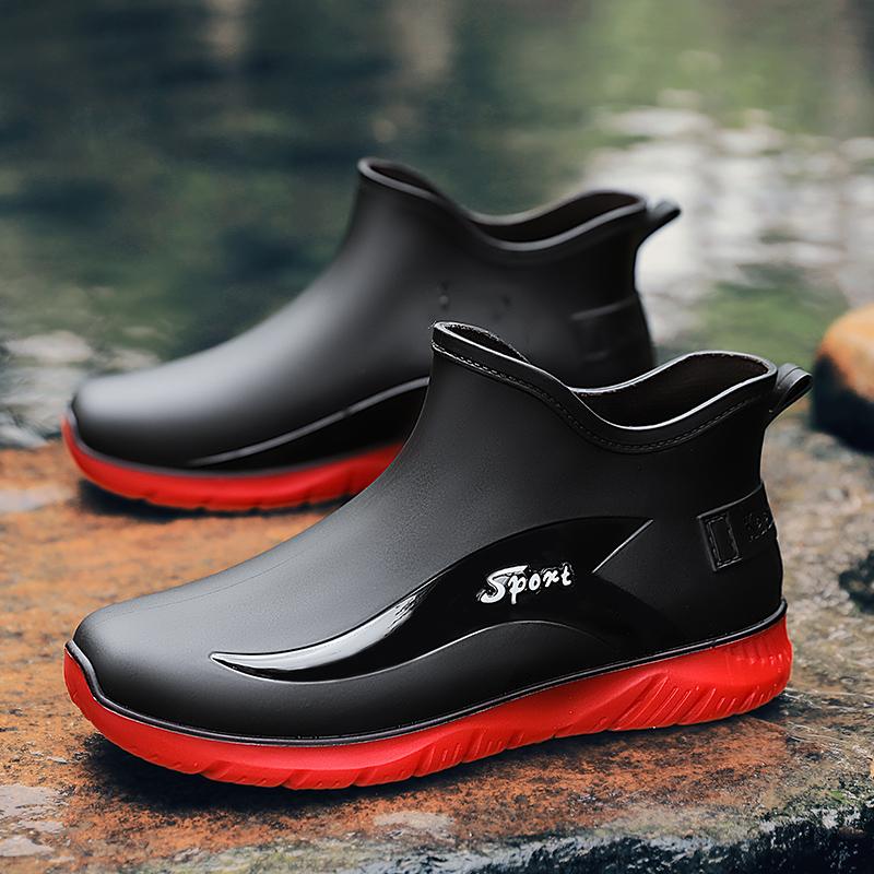 

Fashion Men Short Tube Rain Boots Fashionable Waterproof Rain Boots Fashionable Anti Slip Kitchen Work Shoes Warm Low Top Water Shoes 39 красный