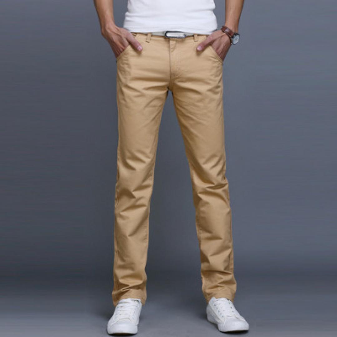 

Модные мужские повседневные брюки из хлопчатобумажной ткани модные тонкие прямые мужские длинные брюки со средней талией 36 хаки