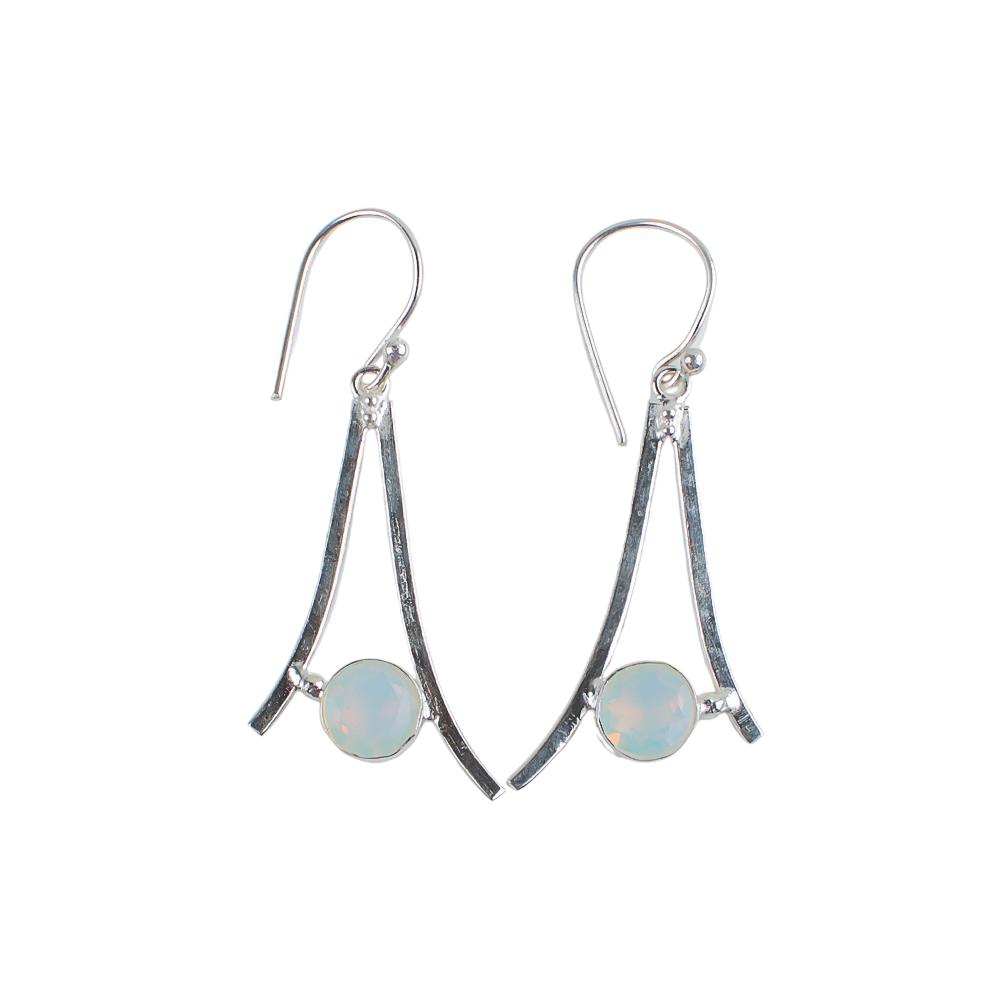 Milky Opal Gemstone 925 Sterling Silver Jewelry Earrings 1.45" For Women Gift EE-66-13